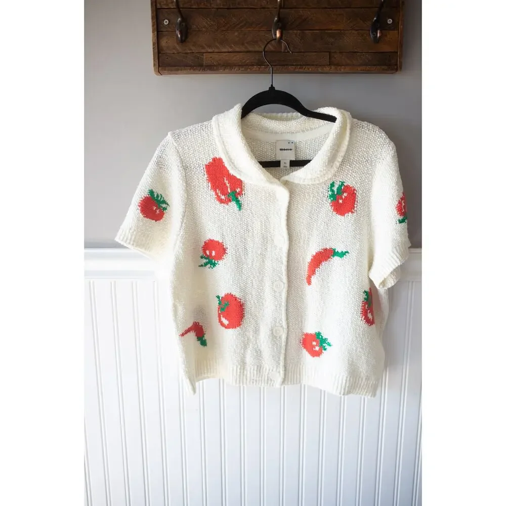 Anthropologie Maeve Short-Sleeve Collared Cardigan Sweater XL - Picture 3 of 5